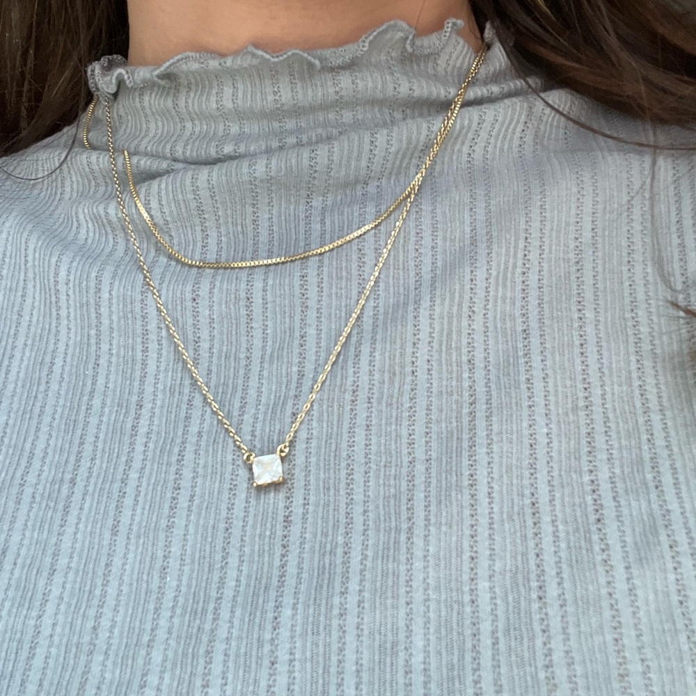 2 Row Rhinestone Pendant Necklace